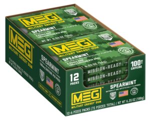 MEG Military Energy Gum Caffeinated Spearmint 12ct
